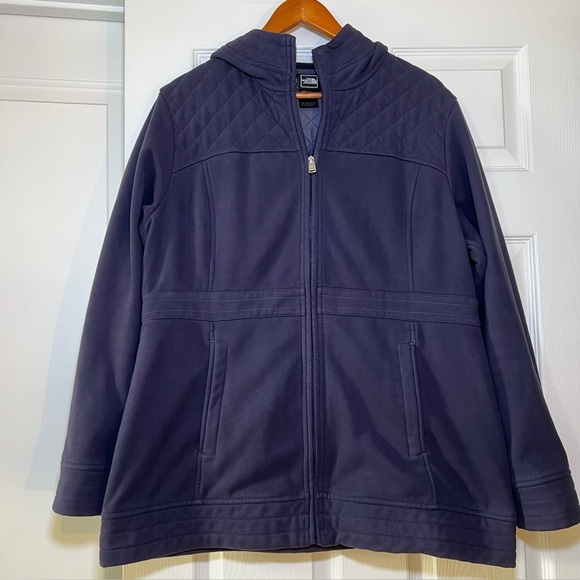 The North Face Full Zip Hooded Fleece Jacket Quilted Accent - Picture 1 of 9